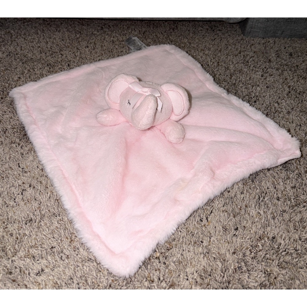 Baby Essential Pink Elephant Security Blanket Very Soft Fleece Bow Lovey 2022